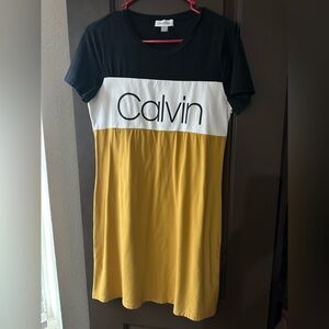 Calvin Klein Blue and White Casual T-shirt Dress